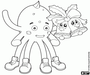 Pypus with two Christmas Bells coloring page