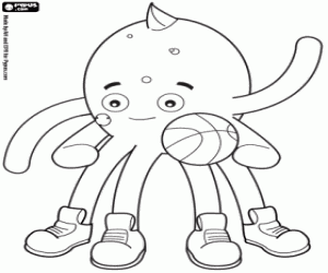 Pypus with a basketball ball coloring page