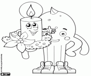 Pypus with a Christmas candle coloring page