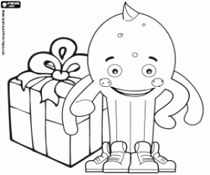 Pypus with the Christmas gift coloring page