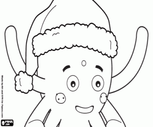 Pypus with the Santa Claus hat coloring page