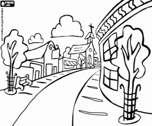 A quiet street coloring page