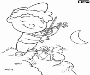 Quincy plays the violin coloring page