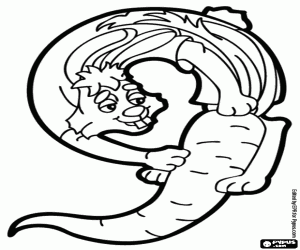 Rabbit and carrot, the number 9 coloring page