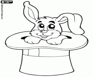 Rabbit in the hat coloring page