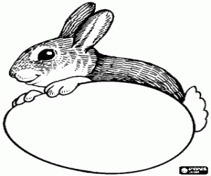 Rabbit playing with an egg - Bunny coloring page