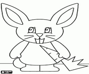 Rabbit with a carrot coloring page