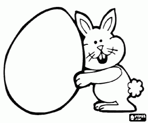 Rabbit with a large egg coloring page