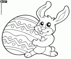 Rabbit with an Easter egg coloring page