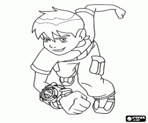 Race of Ben 10 with the Omnitrix coloring page