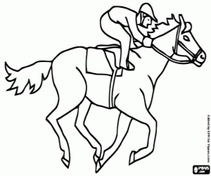 A race horse and the jockey coloring page