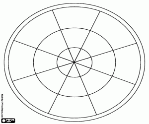 Radial mandala in three stripes coloring page