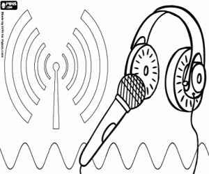The radio, a communication media coloring page