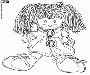 A rag doll with shoes coloring page