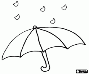 Raindrops and umbrella coloring page