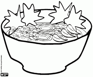 The ramen, a Japanese dish coloring page