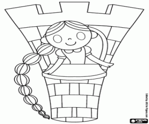 Rapunzel. The long haired princess in the tower coloring page