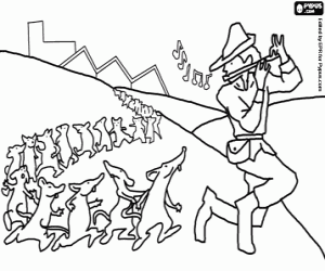 The rats and the flute sound coloring page