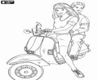 Motorcycle scooter with girl and boy - Barbie and Ken