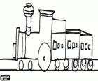 A steam train with three carriages