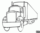 Frontal view of a truck with trailer, truck trailer