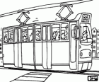 Tram with passengers and driver