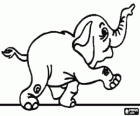 Small elephant walking cheerfully
