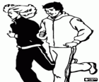A girl and a boy practicing jogging