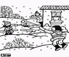 Children playing a snow fight