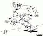 Inline roller skater on a slalom course
