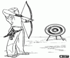 Archery - Archer pointing to the target in the open air