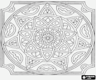 Mandala with circles in the form of star or flower in a square