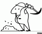 Worker working with the pickaxe or pick
