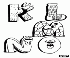 Letters K, L, M, N and O with funny drawings