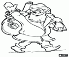 Santa Claus or Santa carrying a sack full of gifts
