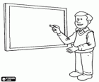 Teacher explaining the lesson on the blackboard