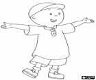 Caillou with cap, happy and with open arms in the summer