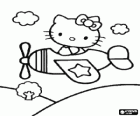 Hello Kitty flying in a small airplane