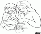 Mom or mother opening with illusion the gift from her daughter