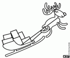 Santa Claus's reindeer dragging a sled full of Christmas gifts