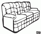 Couch, settee or sofa  with three seats, leather padded 