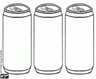 Three cans of drink like beer or soft drink with gas
