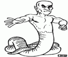Monster half human (head, torso and arms) and half snake (tail)