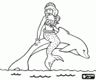 Mermaid riding on a dolphin jumping
