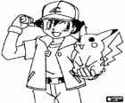 Ash, trainer of pokémon, with its first Pokémon Pikachu