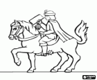 Royal messenger mounting on a horse