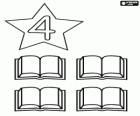 Number 4 in a star with four open books