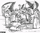 Jesus arriving to Jerusalem on Palm Sunday