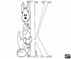 Letter K with mom and baby kangaroo