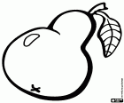 Coloring page of a large pear with a leaf